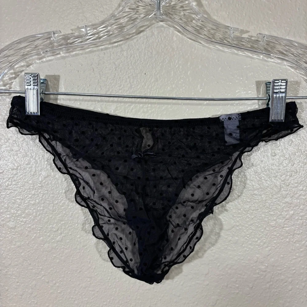 Intimissimi Black Polka-Dot Sheer Mesh Lingerie Set Size S